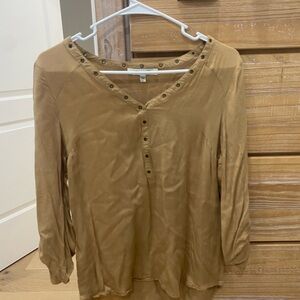 Women's Tan Button-Detail Top